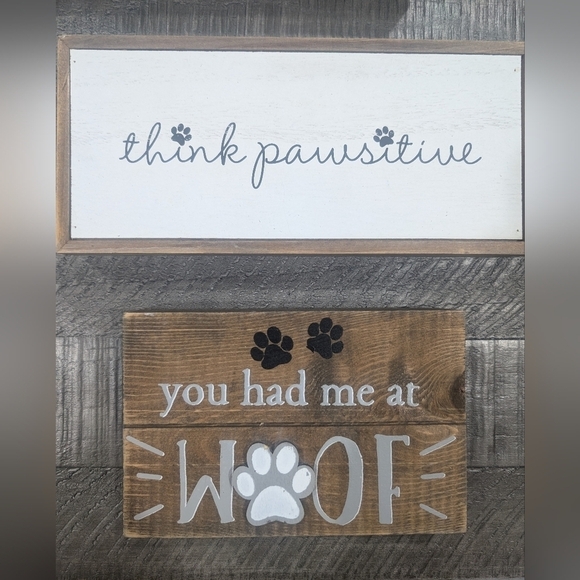 Other - 2 pet decor rustic wood block signs